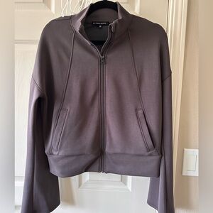 Zip up mock neck, grey, size L